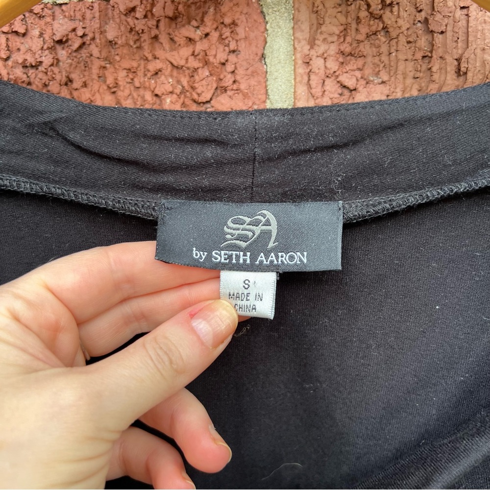 Seth Aaron Black and 2 Zipper Long Sleeve Cowl Neck Top - Picture 2 of 4